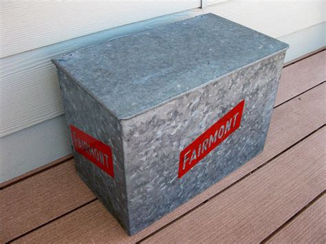 old fashioned metal milk box|galvanized metal milk box.